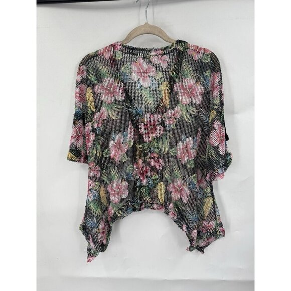 Coral Bay Petites Sheer Floral Too Women Petite Small Colorful Button Front Y2K - Picture 2 of 8